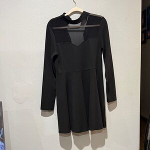 Cupshe Black Long Sleeve Dress with Sheer Detail
